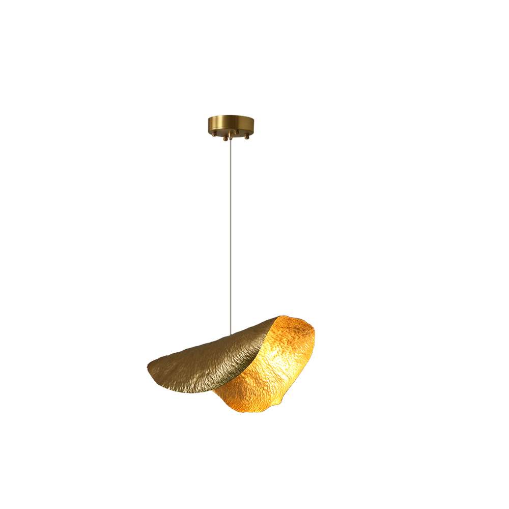 Minimalist Hammered Leave Lampshade Brass Pendant Light - view 8