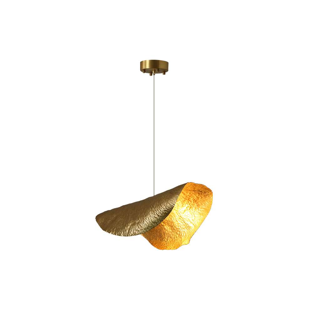 Minimalist Hammered Leave Lampshade Brass Pendant Light - view 9