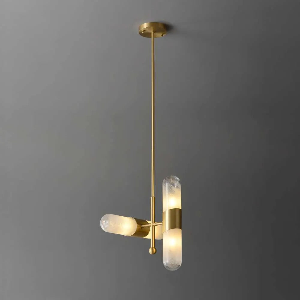 Aurata Cylindrical Hanging Lamp with White Glass Shade - view 1