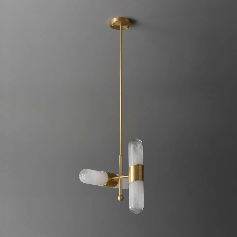 Aurata Cylindrical Hanging Lamp with White Glass Shade - view 2