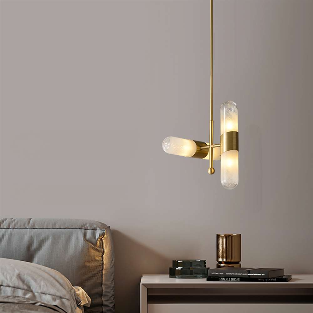 Aurata Cylindrical Hanging Lamp with White Glass Shade - view 3