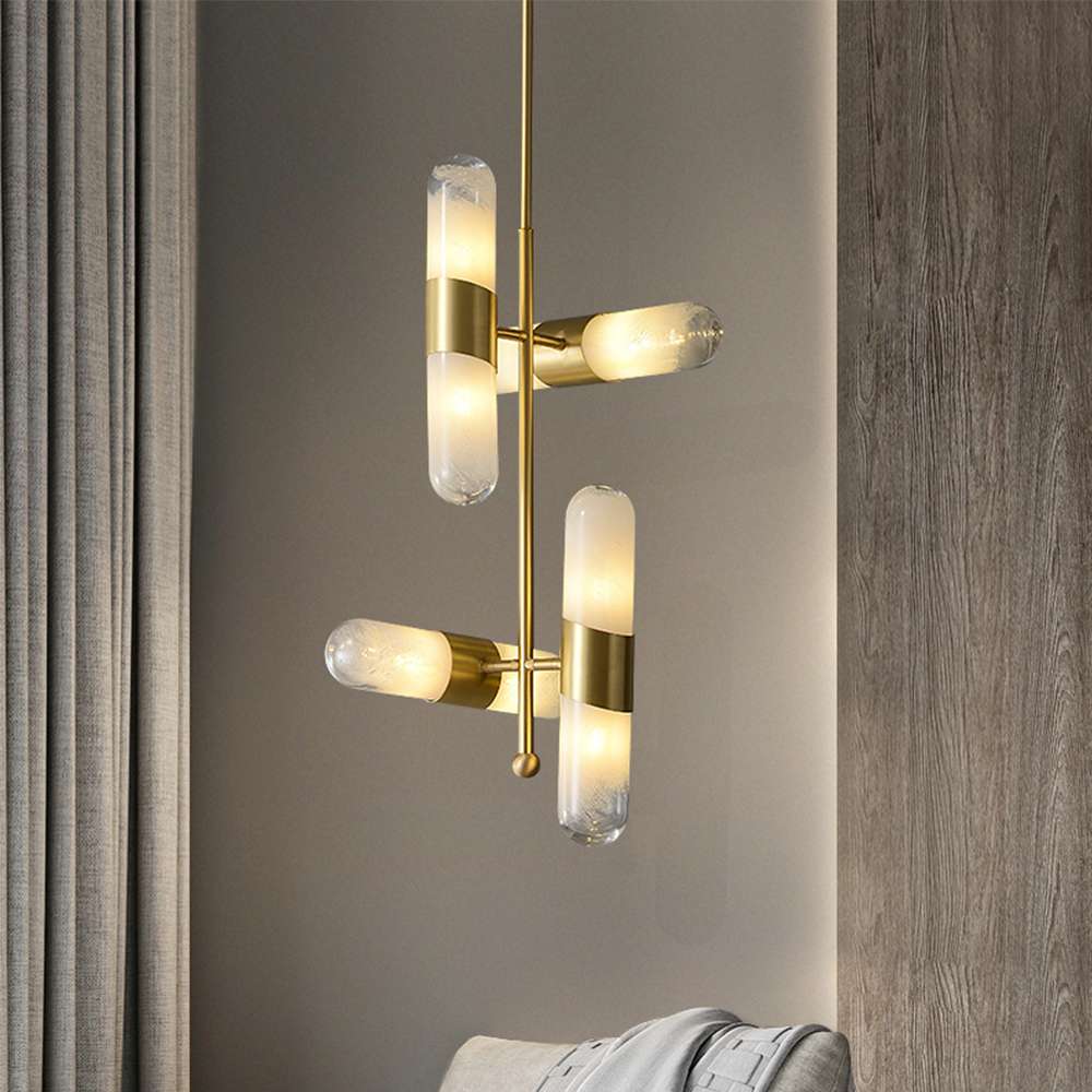 Aurata Cylindrical Hanging Lamp with White Glass Shade - view 4