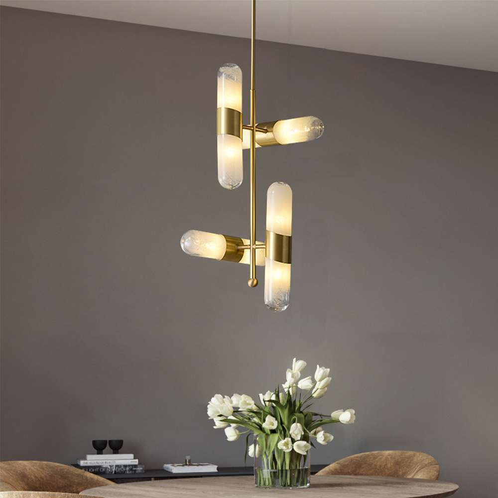 Aurata Cylindrical Hanging Lamp with White Glass Shade - view 5