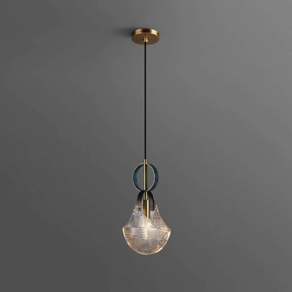 Bette Petalite Glass Shade Hanging Lamp in Bag Shape - view 1