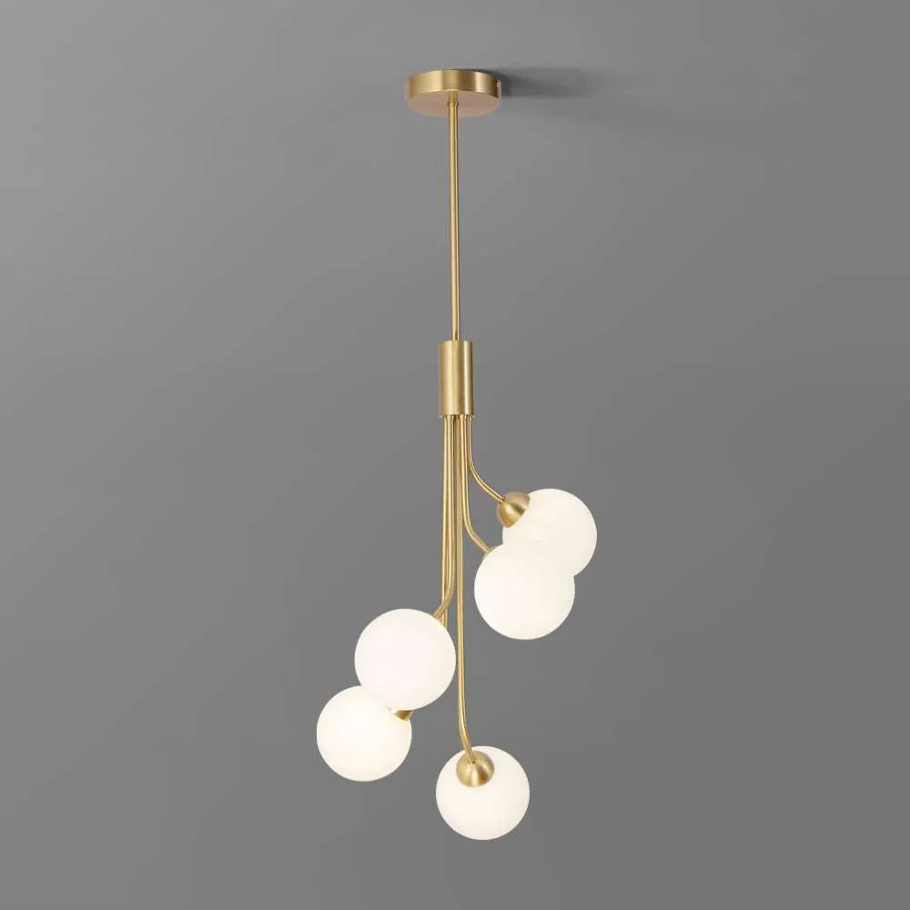 Modern Apiales 5-Light Brushed Brass Hanging Lamp for living room - view 1