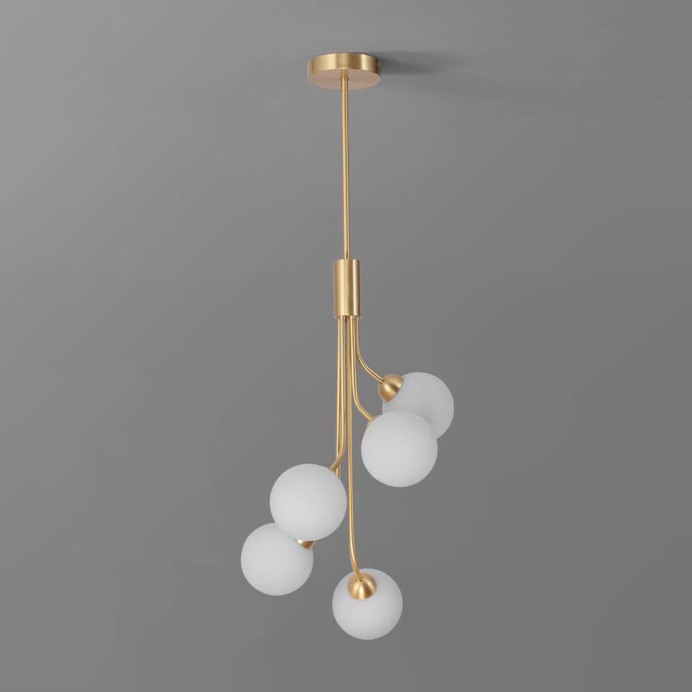 Modern Apiales 5-Light Brushed Brass Hanging Lamp for living room - view 2