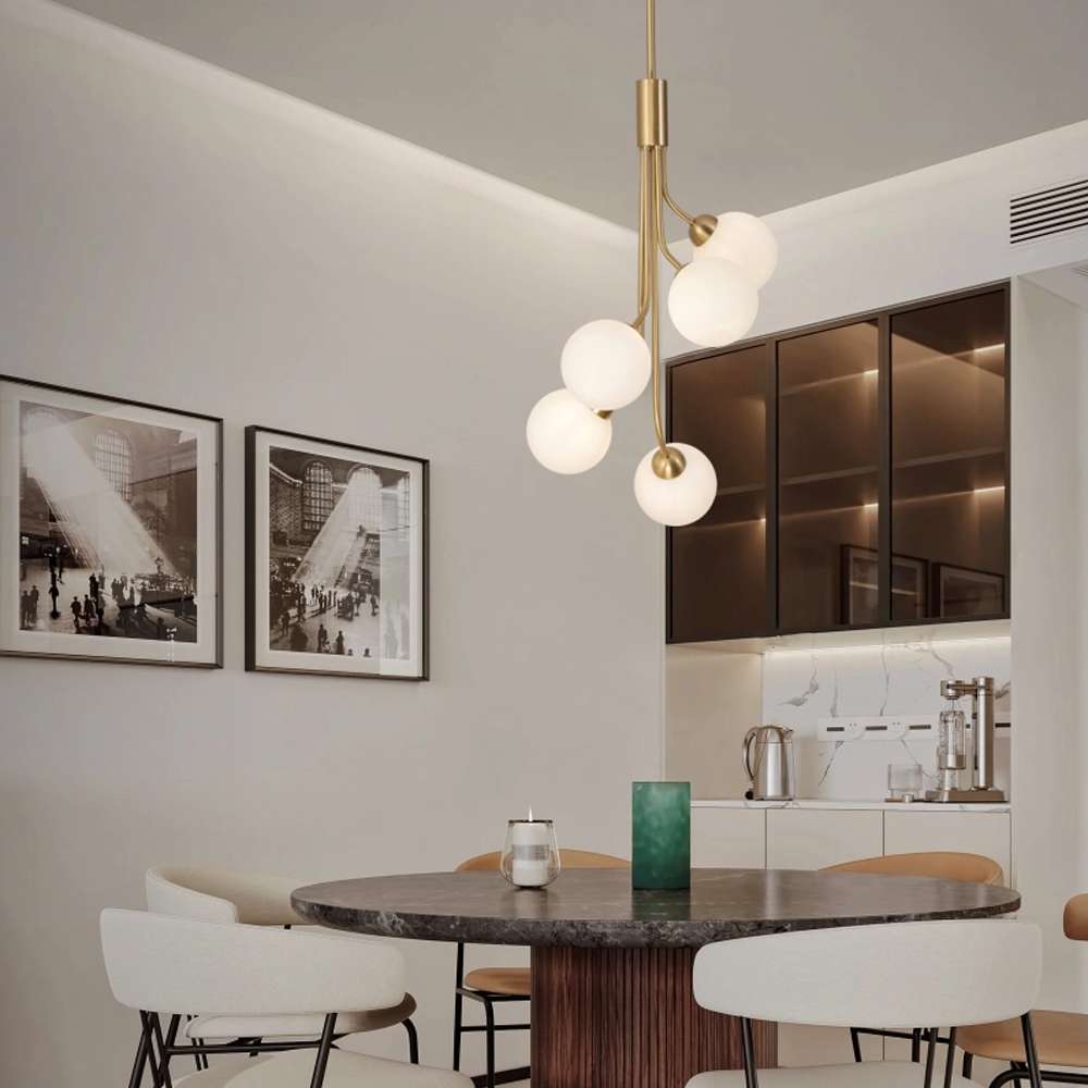 Modern Apiales 5-Light Brushed Brass Hanging Lamp for living room - view 3