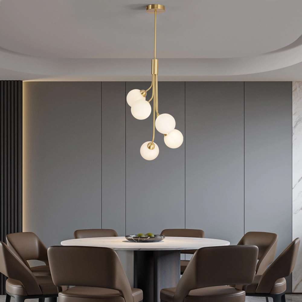 Modern Apiales 5-Light Brushed Brass Hanging Lamp for living room - view 4