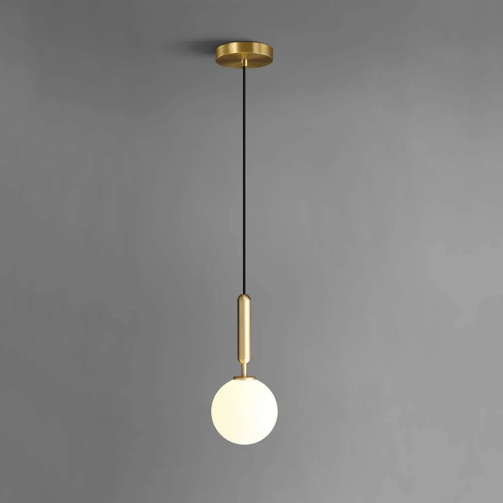 Modern Brass Opal Globe 1 Light Glass Pendant Lights - view 1
