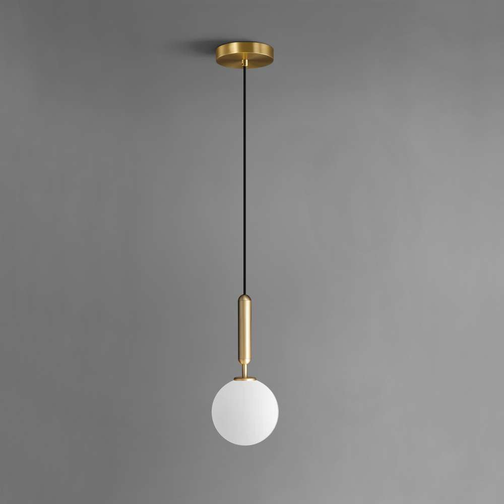 Modern Brass Opal Globe 1 Light Glass Pendant Lights - view 2