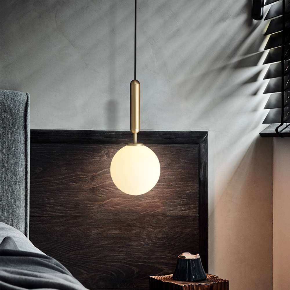 Modern Brass Opal Globe 1 Light Glass Pendant Lights - view 5