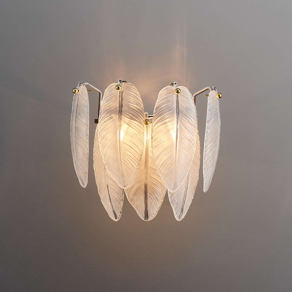 Modern Wall Sconces with White Glass Shade in Feather Shape - view 1
