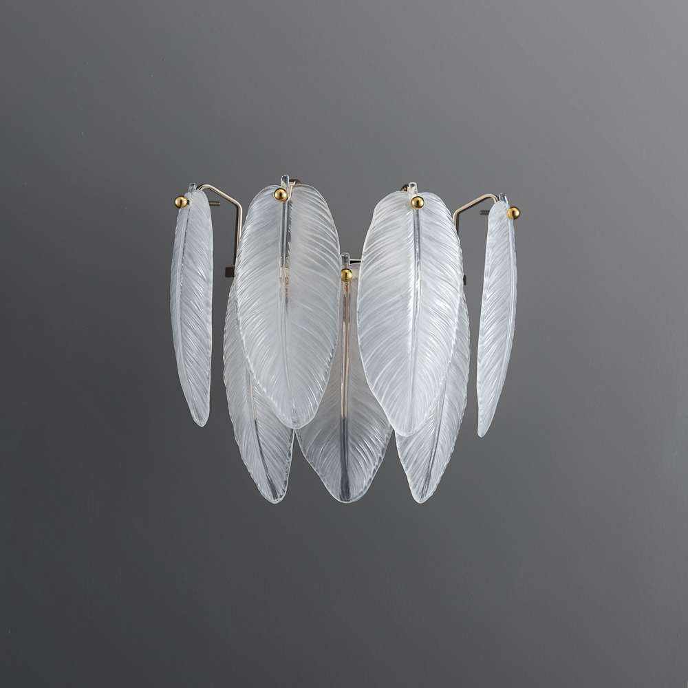 Modern Wall Sconces with White Glass Shade in Feather Shape - view 2
