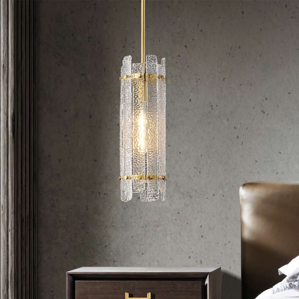 Modern Glacier Cylinder Clear Glass Pendant Lights - view 3