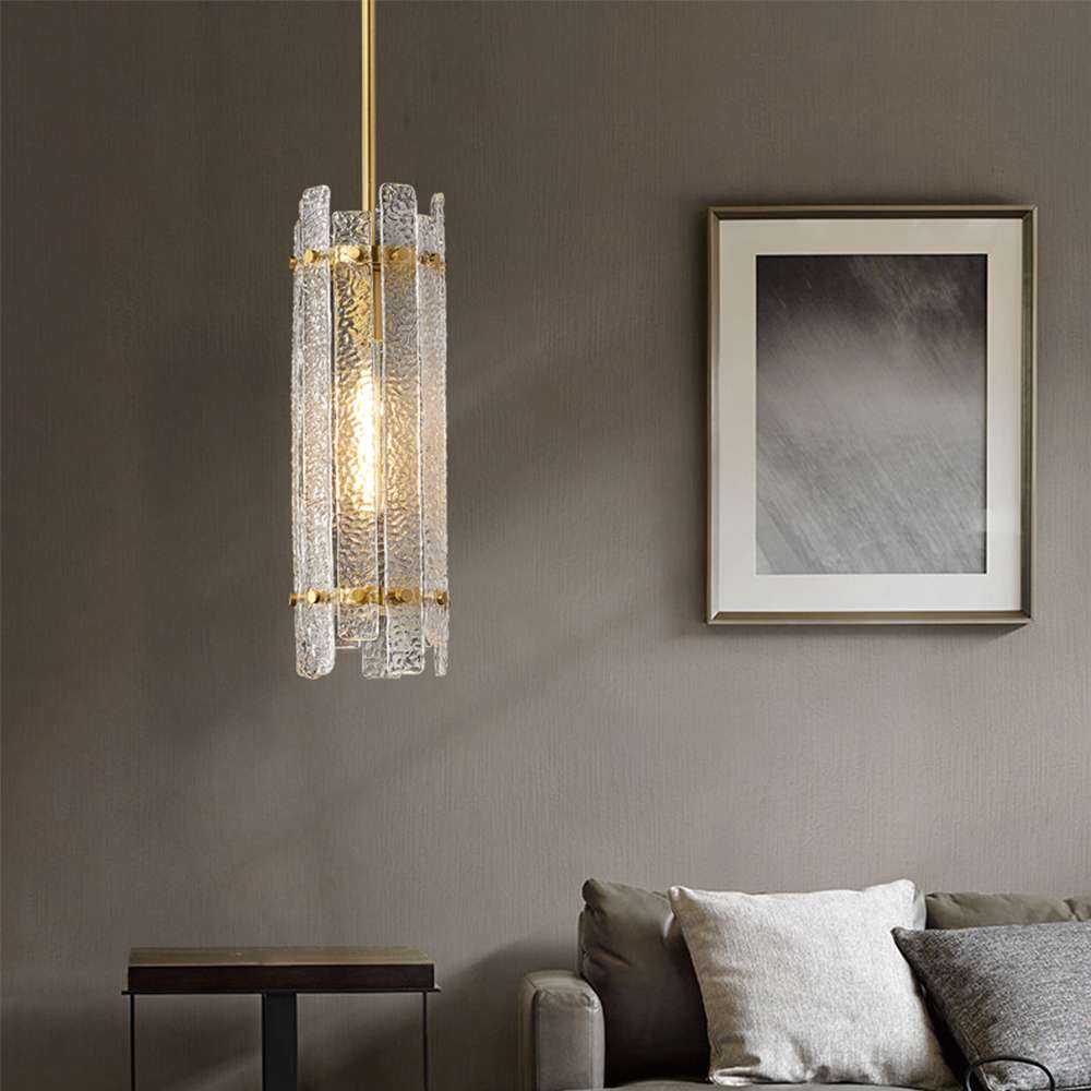 Modern Glacier Cylinder Clear Glass Pendant Lights - view 4
