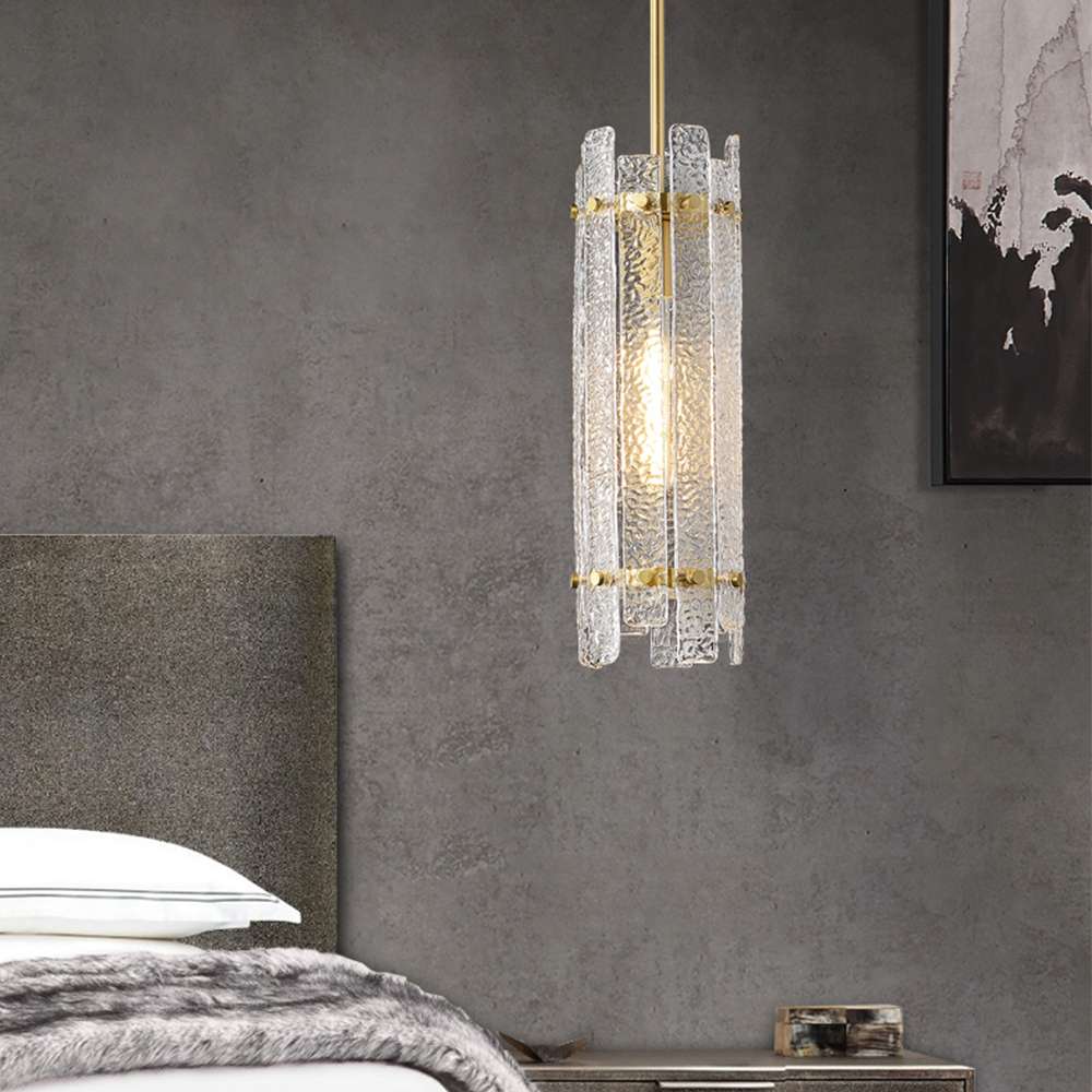 Modern Glacier Cylinder Clear Glass Pendant Lights - view 5