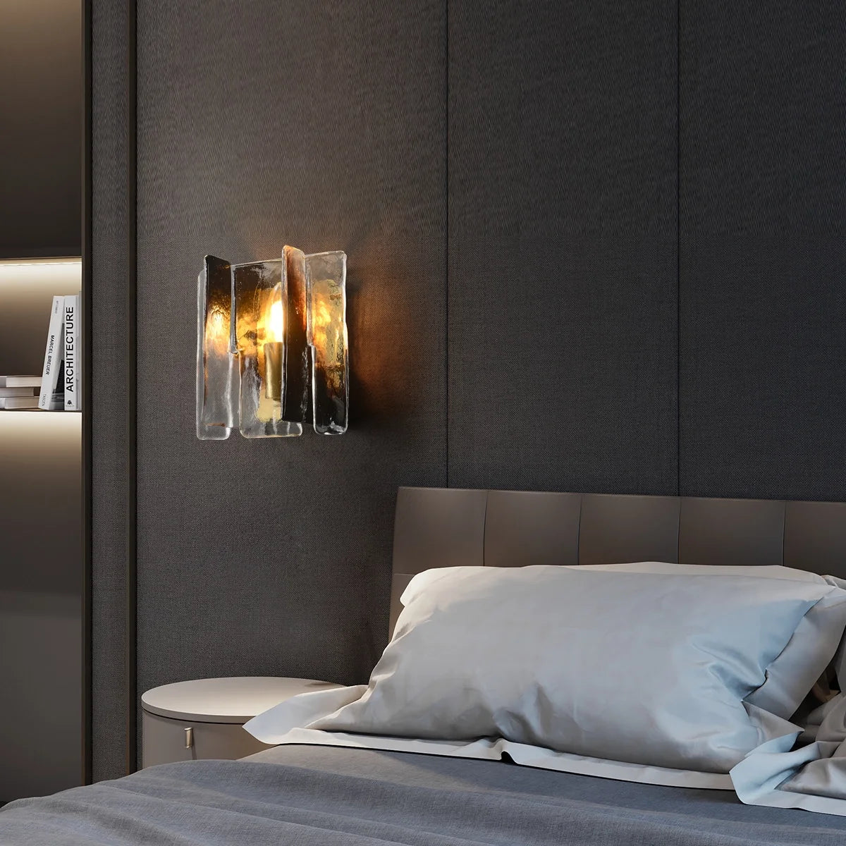Gradia Smoke Gray Glass Shade Square Wall Sconce Lighting - view 2