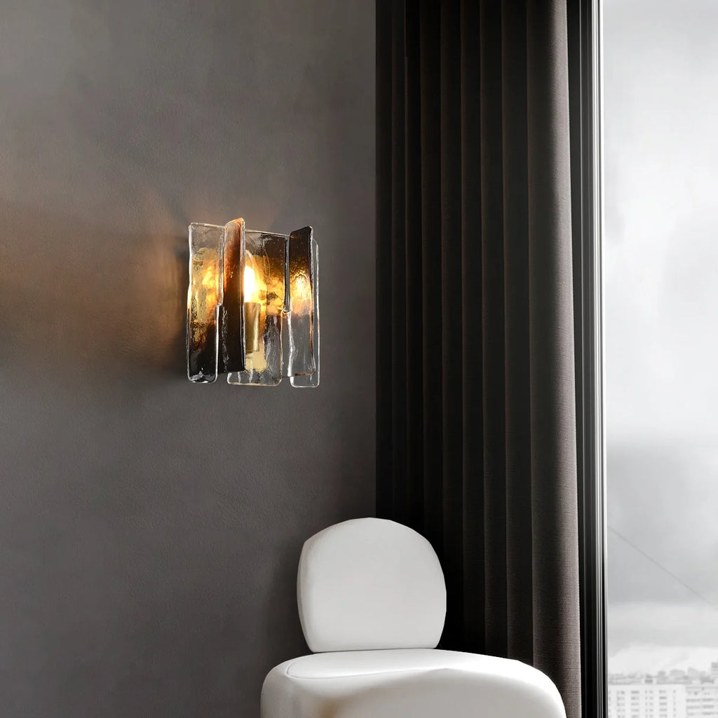 Gradia Smoke Gray Glass Shade Square Wall Sconce Lighting - view 4
