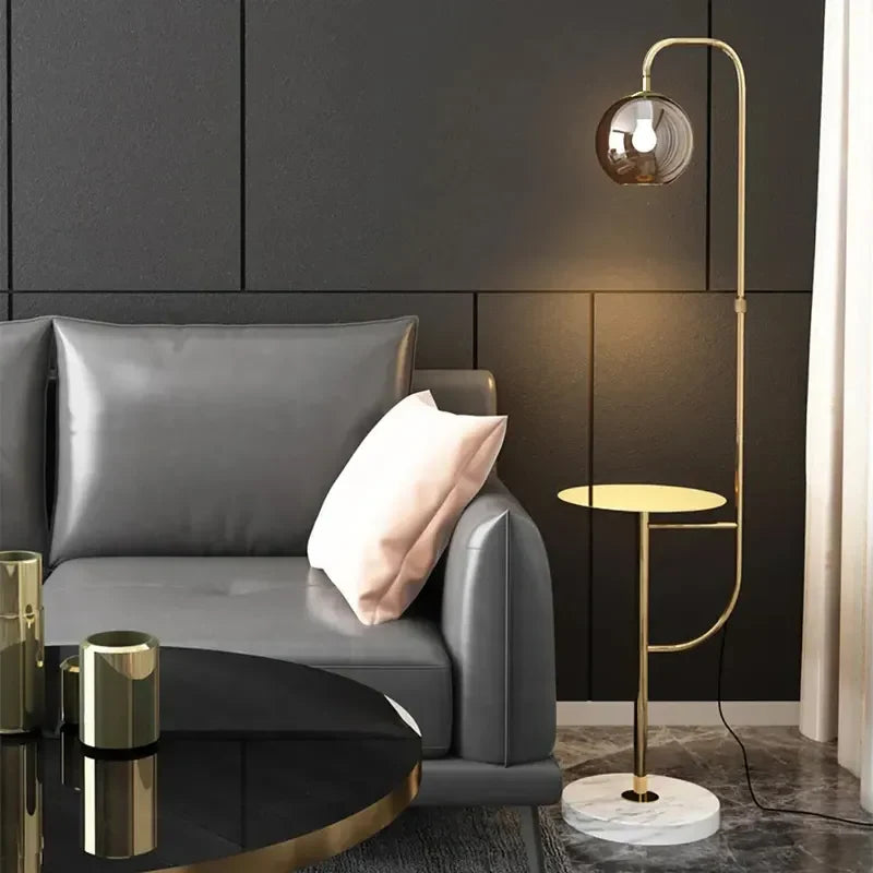 Minimalist Modern Floor Lamps with Shelves & Glass Shade - view 2