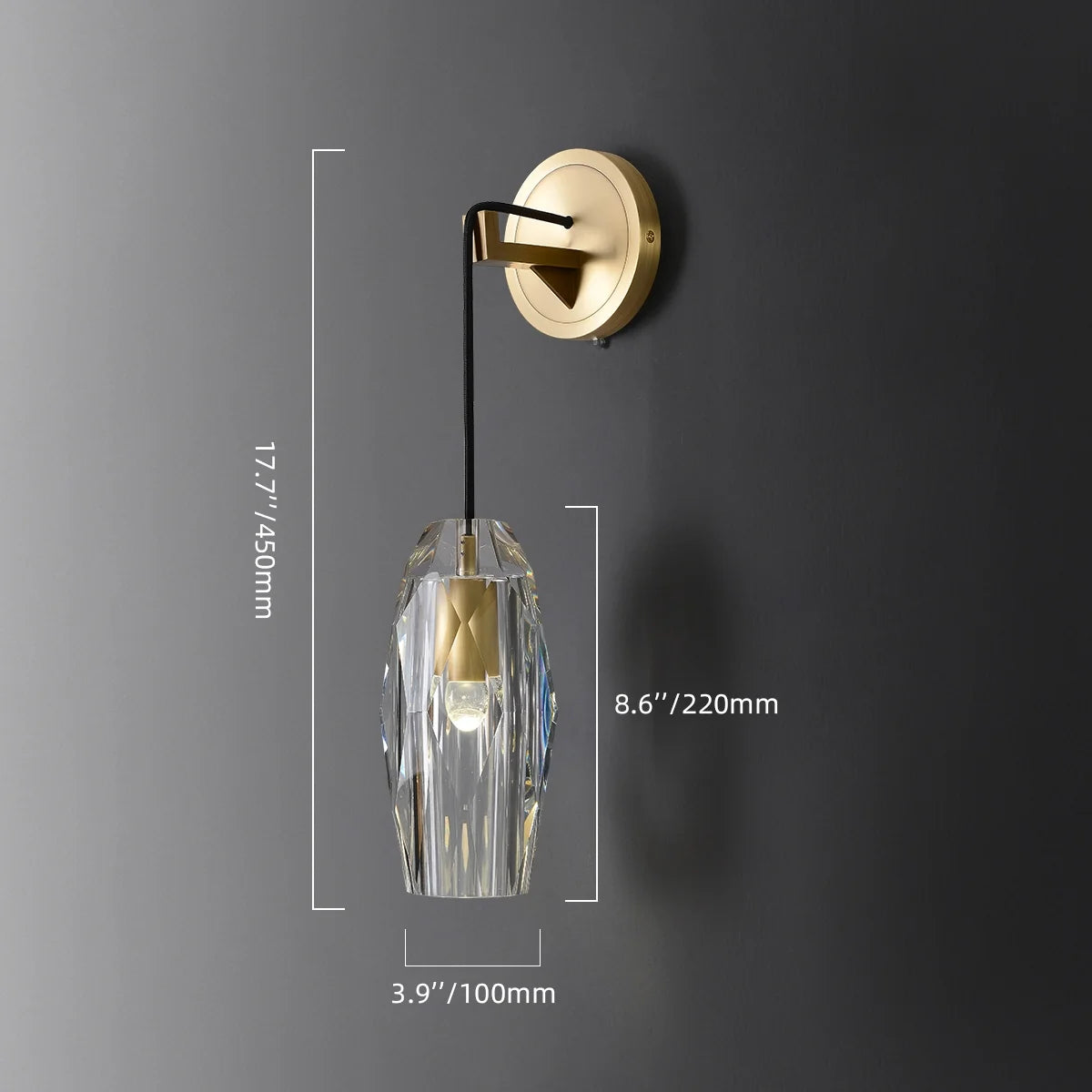 Geometric Crystal Shade Modern Wall Sconces indoor with Brass Base - view 11