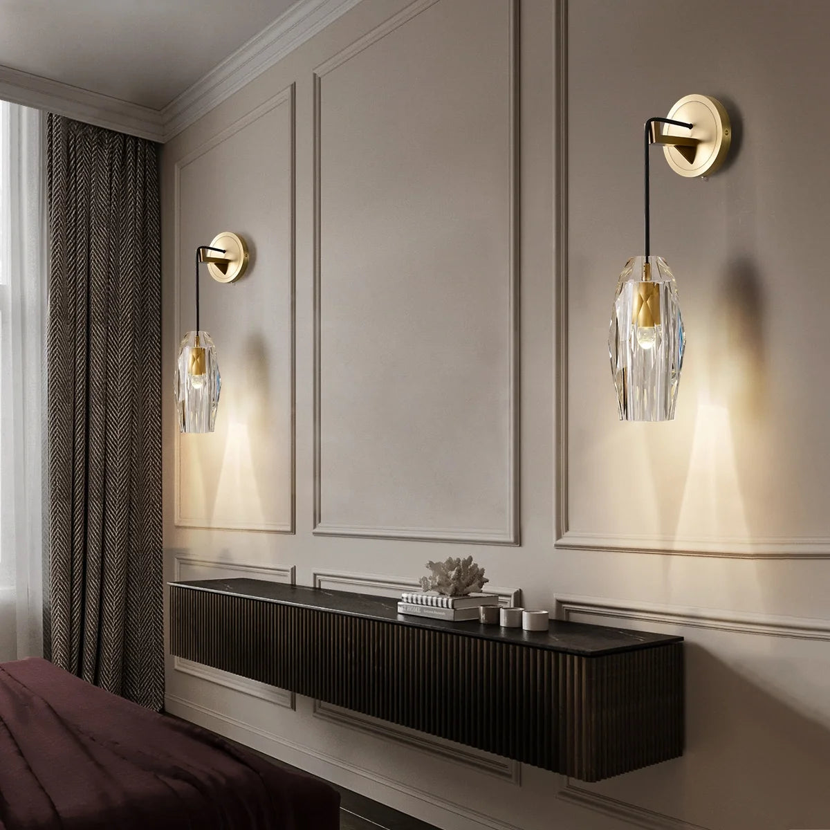 Geometric Crystal Shade Modern Wall Sconces indoor with Brass Base - view 4