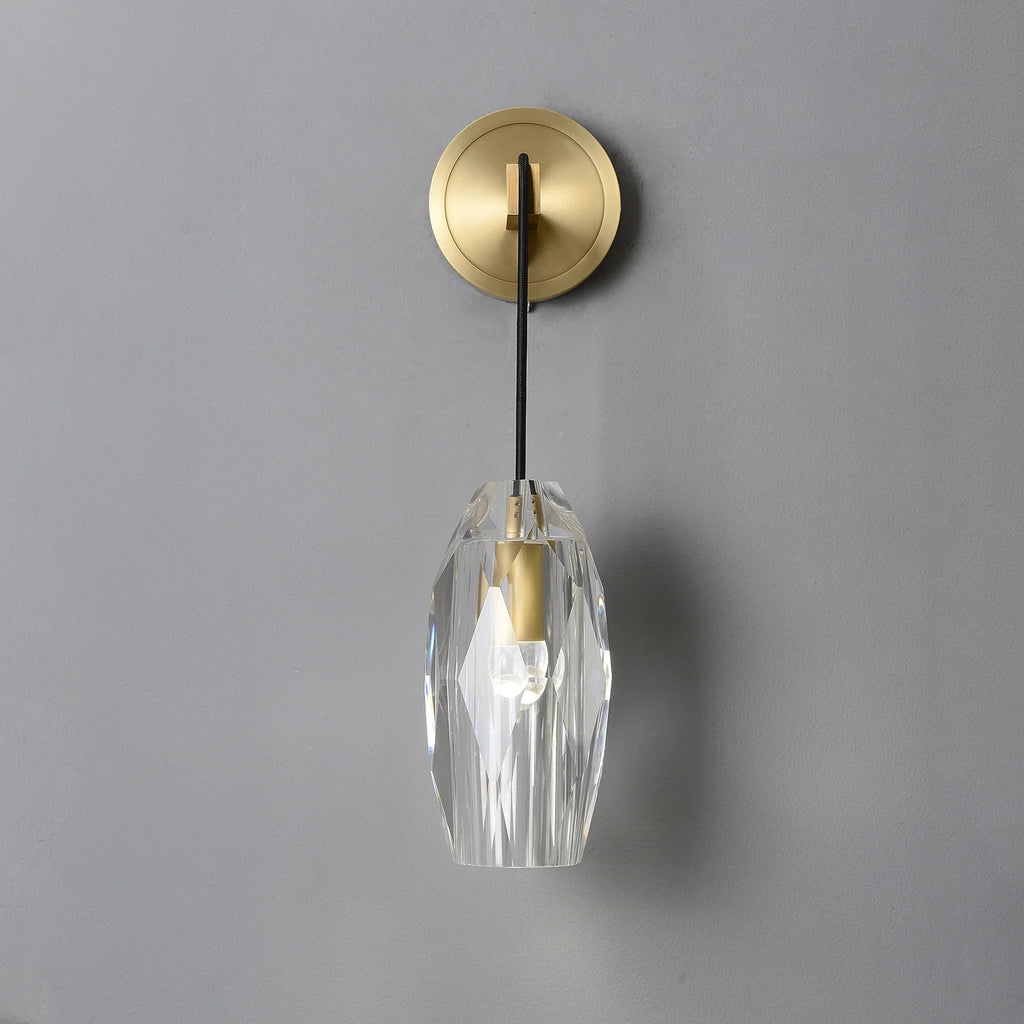 Geometric Crystal Shade Modern Wall Sconces indoor with Brass Base - view 8