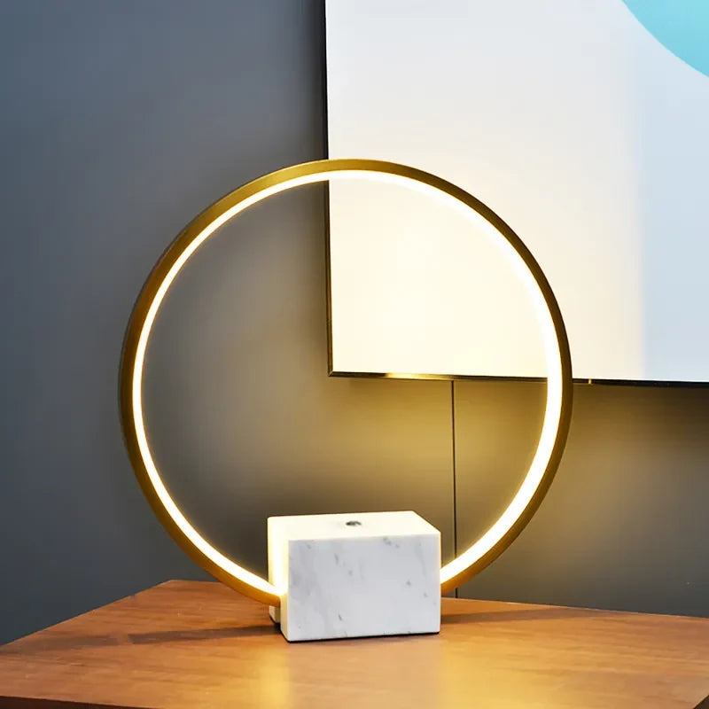 Contemporary Portal Ring LED Table Lamp – Marble Base - view 1