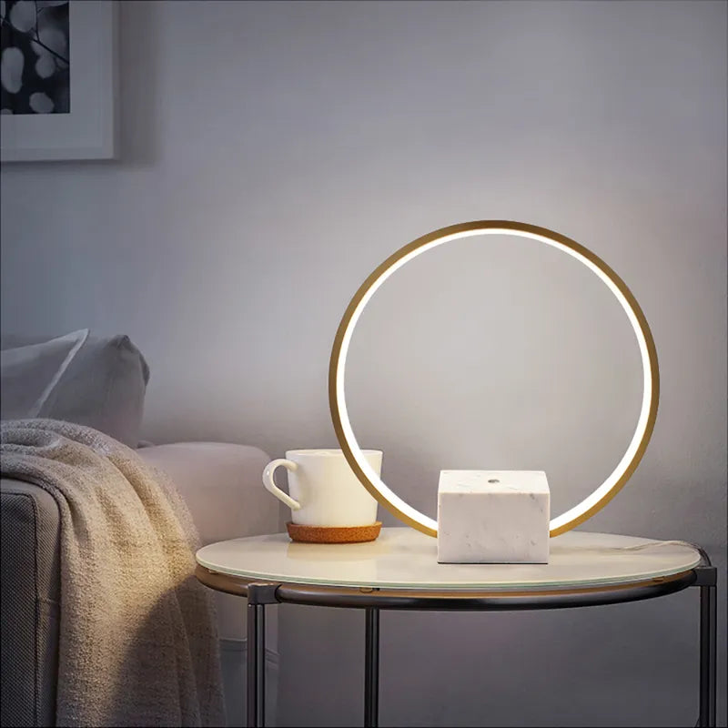 Contemporary Portal Ring LED Table Lamp – Marble Base - view 3