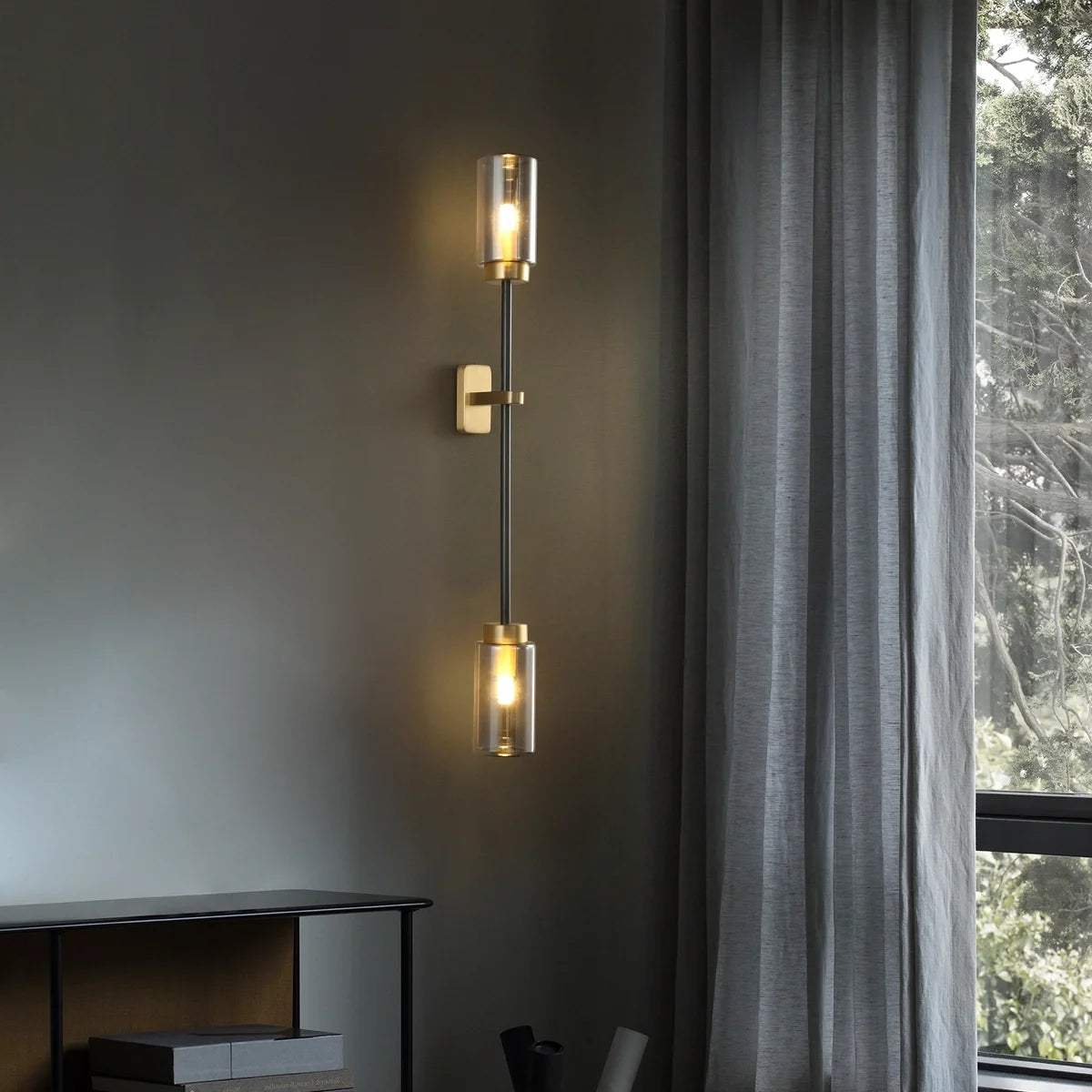 Smoked Farol Glass Shades Wall Sconces for Living Room - view 4