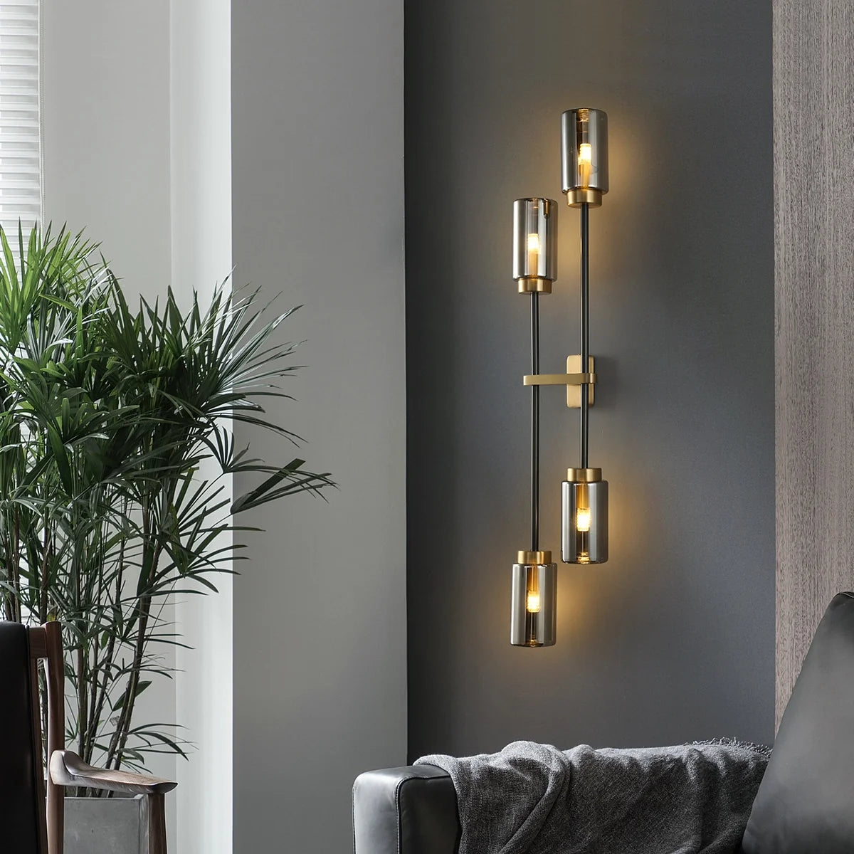 Smoked Farol Glass Shades Wall Sconces for Living Room - view 5