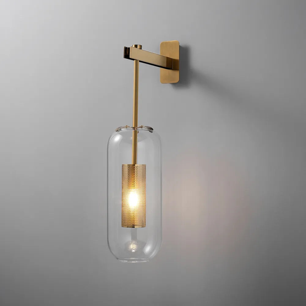Mid-Century Modern 1-Light Glass Cylinder Wall Light Fixture - view 1