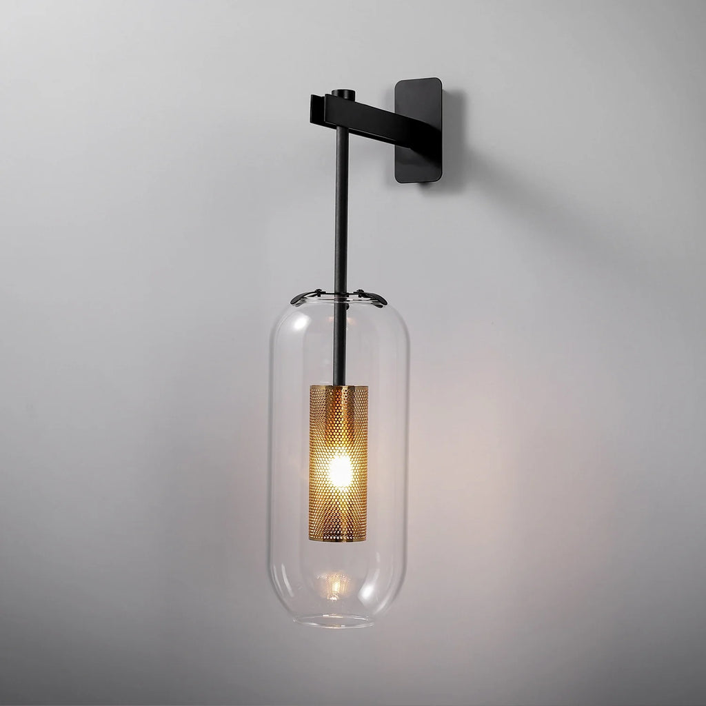 Mid-Century Modern 1-Light Glass Cylinder Wall Light Fixture - view 10
