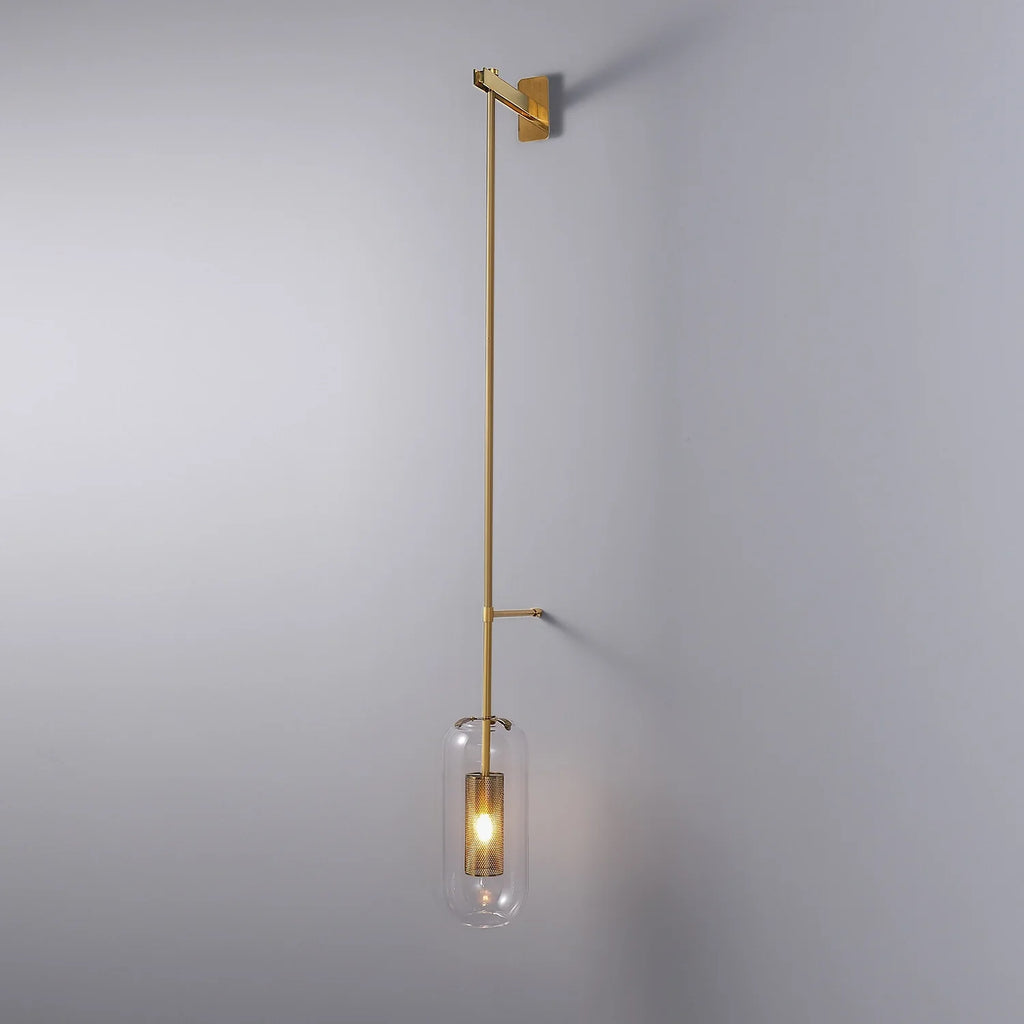Mid-Century Modern 1-Light Glass Cylinder Wall Light Fixture - view 11