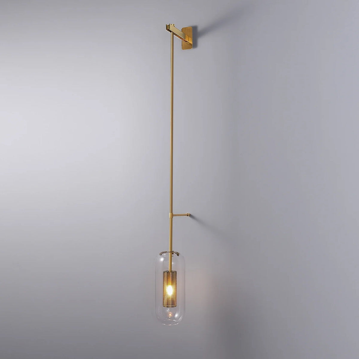 Mid-Century Modern 1-Light Glass Cylinder Wall Light Fixture - view 11