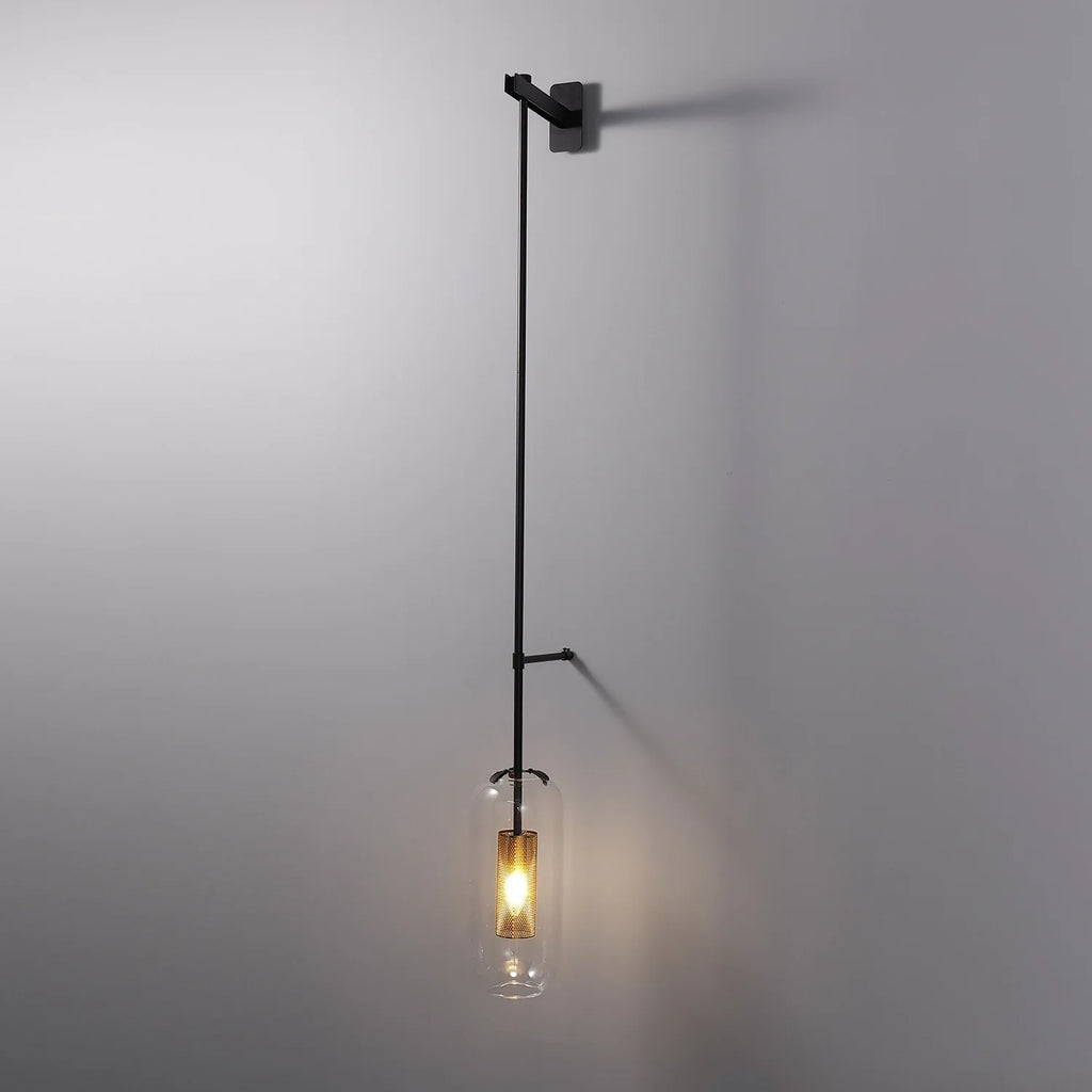 Mid-Century Modern 1-Light Glass Cylinder Wall Light Fixture - view 12
