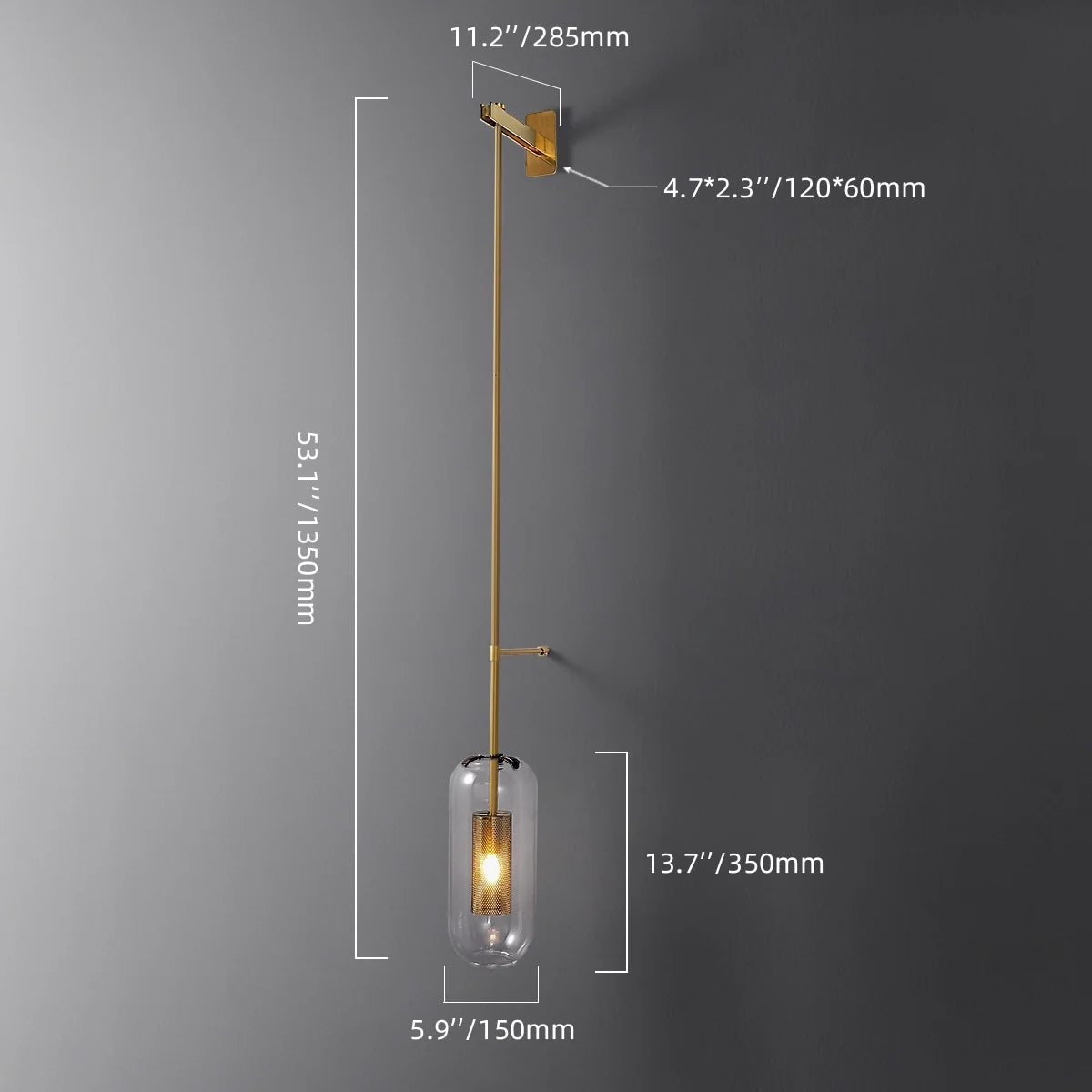 Mid-Century Modern 1-Light Glass Cylinder Wall Light Fixture - view 15
