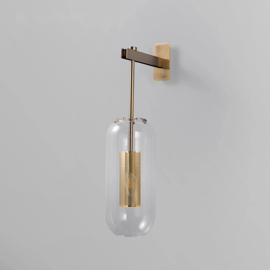 Mid-Century Modern 1-Light Glass Cylinder Wall Light Fixture - view 2