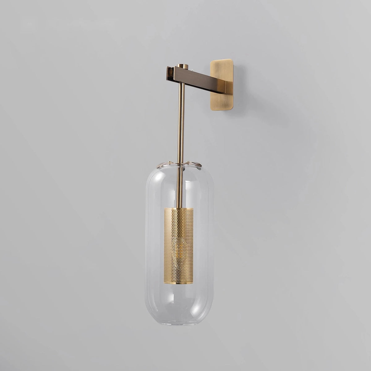 Mid-Century Modern 1-Light Glass Cylinder Wall Light Fixture - view 2