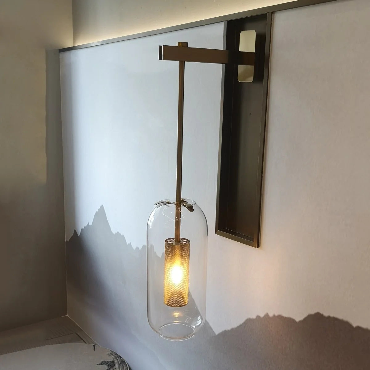 Mid-Century Modern 1-Light Glass Cylinder Wall Light Fixture - view 4