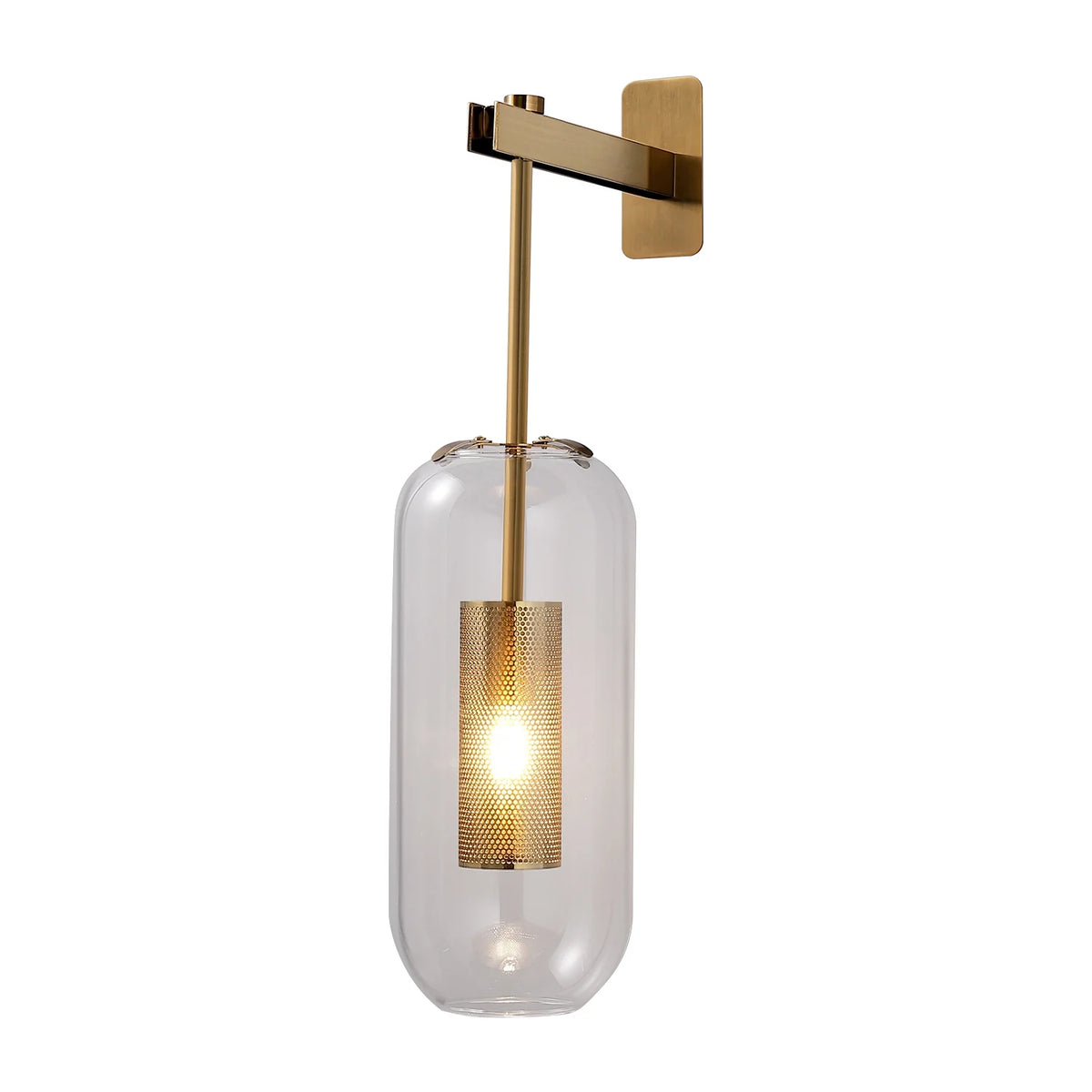 Mid-Century Modern 1-Light Glass Cylinder Wall Light Fixture - view 8