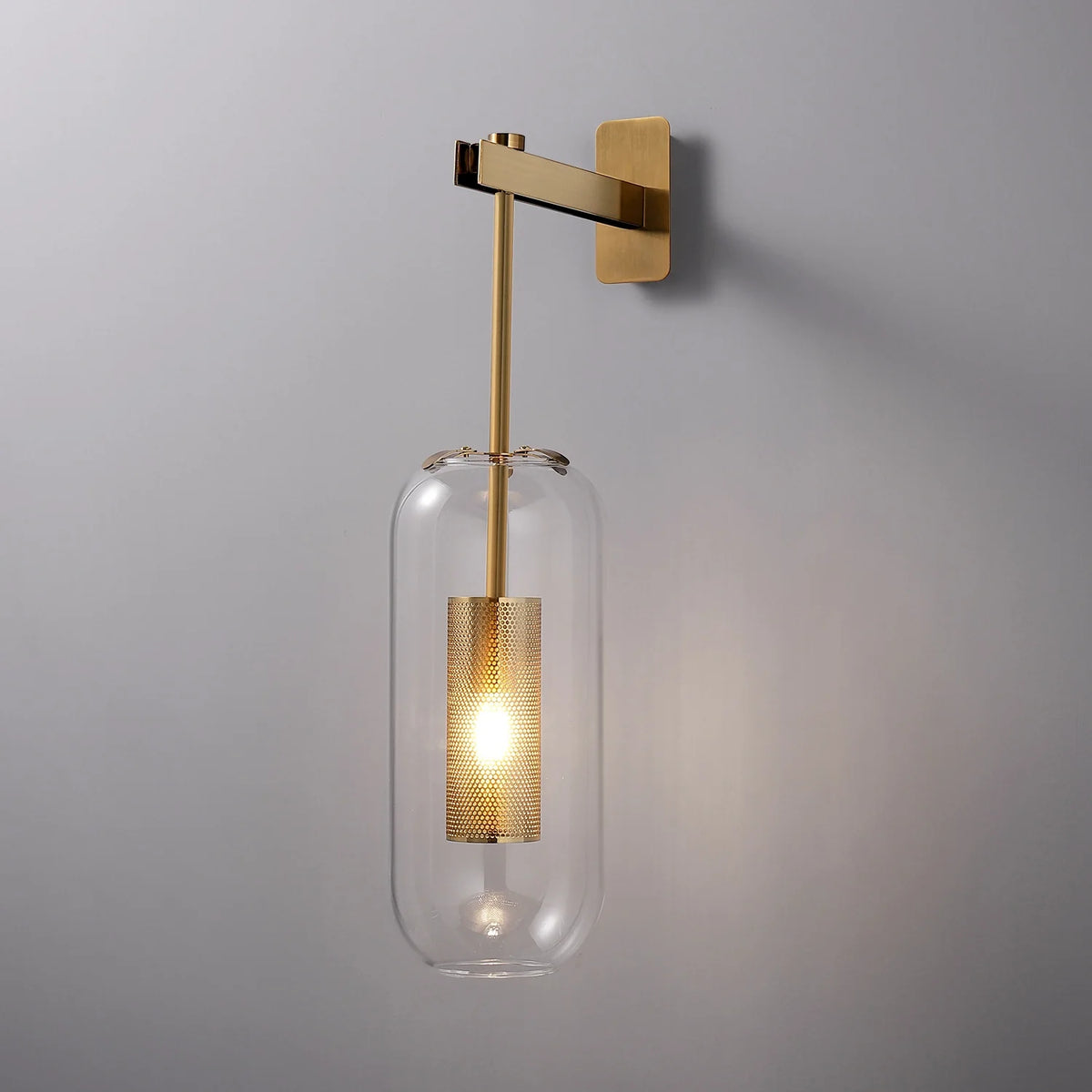 Mid-Century Modern 1-Light Glass Cylinder Wall Light Fixture - view 9