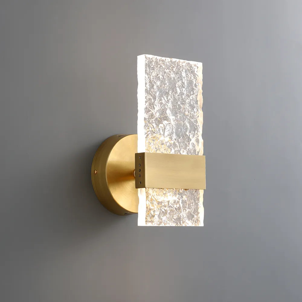 Oslo Water-rippled Glass Shade Wall Sconces in Ice Cube Shape - view 1