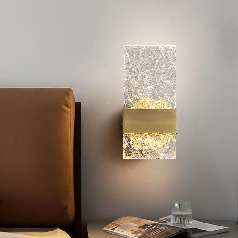 Oslo Water-rippled Glass Shade Wall Sconces in Ice Cube Shape - view 3
