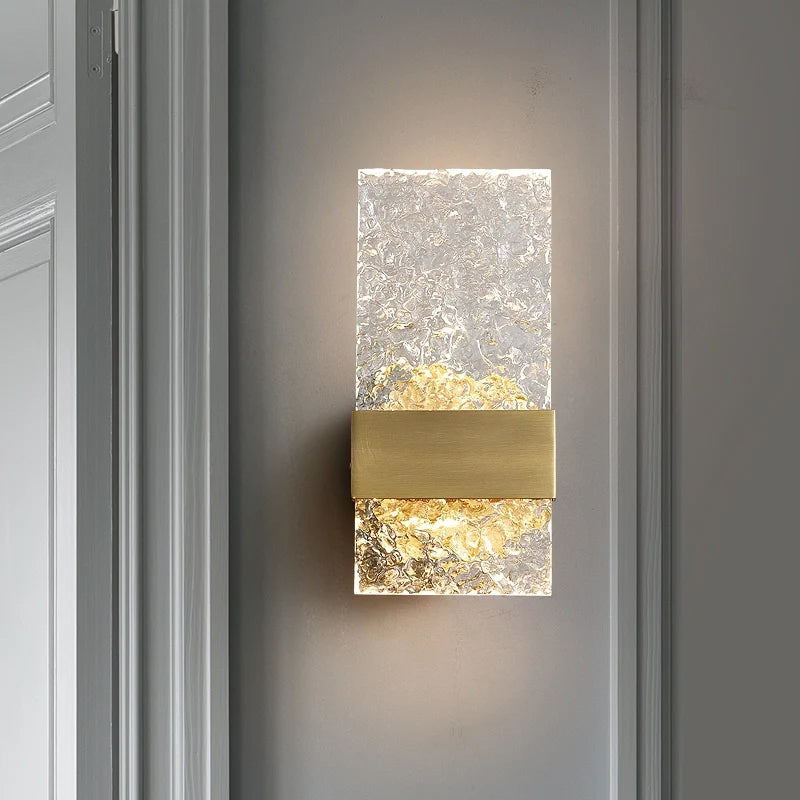 Oslo Water-rippled Glass Shade Wall Sconces in Ice Cube Shape - view 4