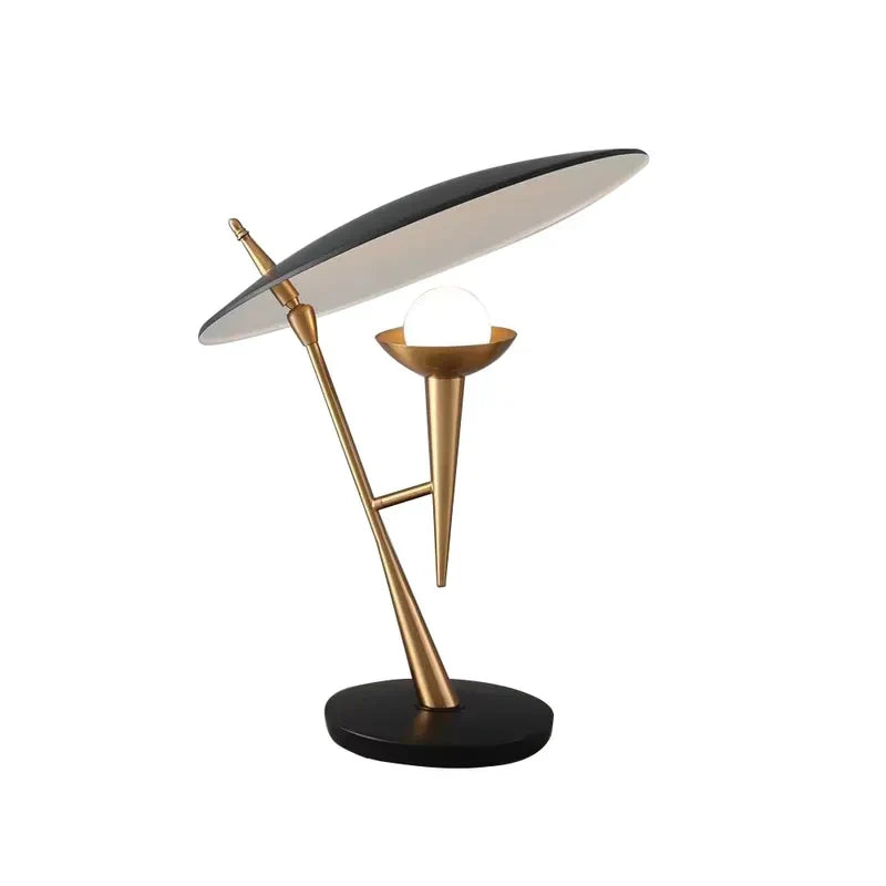 Modern Black & Gold Scalloped Ceramic Shade Table Light - view 4