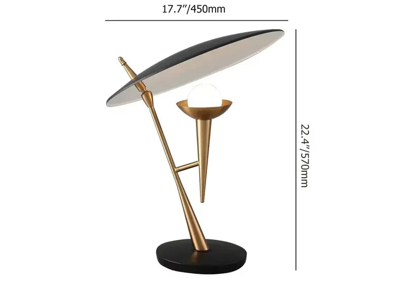 Modern Black & Gold Scalloped Ceramic Shade Table Light - view 5