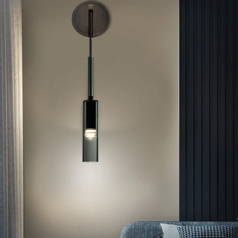 Minimalist Charlot Black Cylinder Glass Wall Sconces - view 3