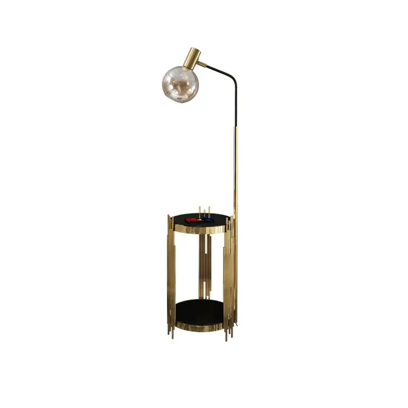 Modern Floor End Table Lamps with Glass Shade & USB Port - view 3