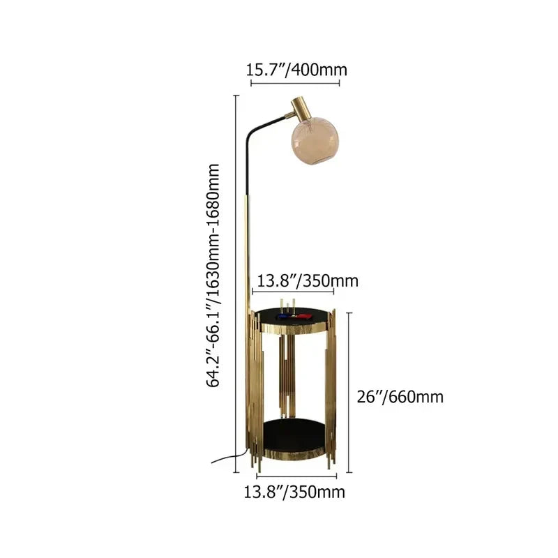 Modern Floor End Table Lamps with Glass Shade & USB Port - view 4