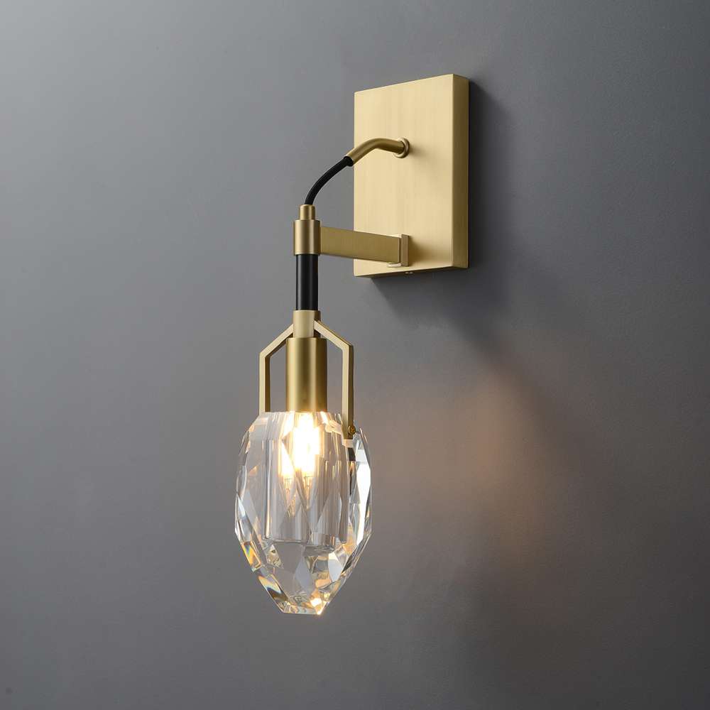 Ellisse Tempo Modern Wall Sconces with Irregular Crystal in Brass - view 1
